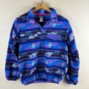 Patagonia Synchilla Blue and Purple Aztec Fleece Pullover Jacket Women’s XS